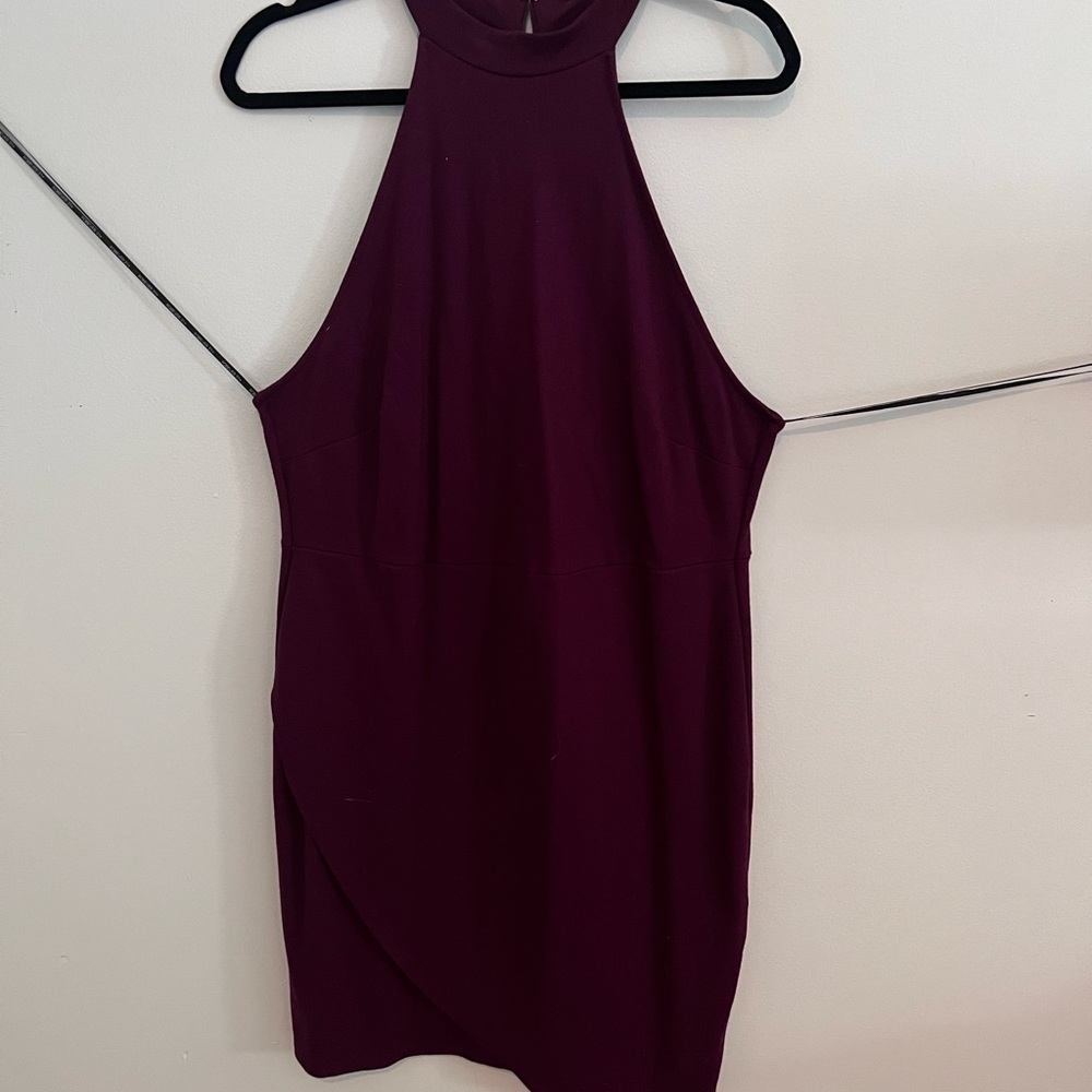 Plum halter mini dress